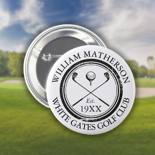 Personalized Golf Club Name Golf Retro Stamp 2 Inch Round Button