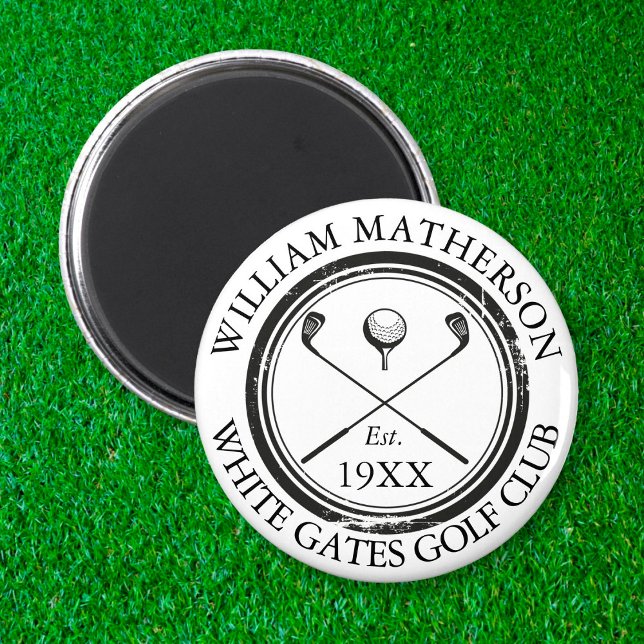 Personalized Golf Club Name Golf Retro Stamp Magnet (Creator Uploaded)