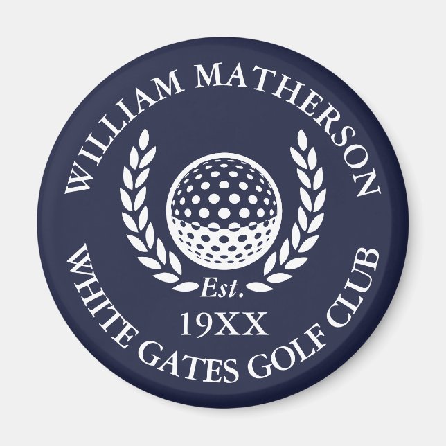 Personalized Golf Club Name Navy Blue Magnet (Front)