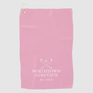 Personalized Golf Club Name Pink Towel