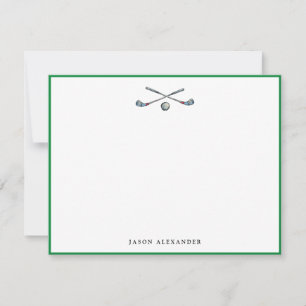 Personalized Golf Clubs and Ball Green Border Card