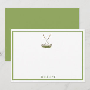 Personalized Golf Clubs and Ball Green grass Card