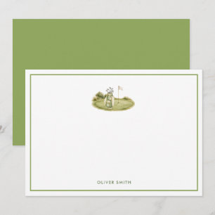 Personalized Golf Clubs and Ball Green grass Card