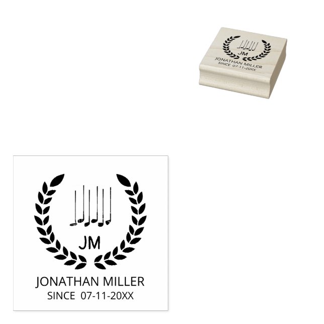 Personalized  Golf clubs Monogram initials  Rubber Stamp (Stamped)