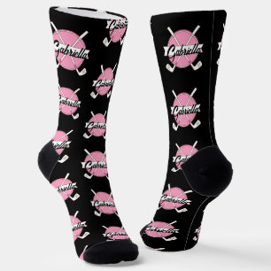 Personalized Golf Clubs Pink/Black Monogram  Socks