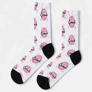 Personalized Golf Clubs Pink/White Monogram Socks