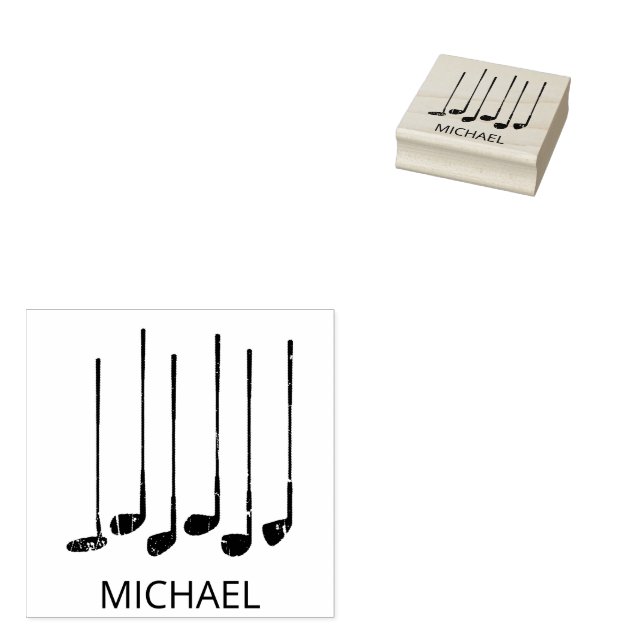 Personalized Golf clubs Rubber Stamp (Stamped)