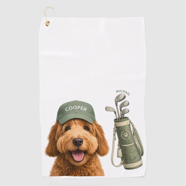 Personalized Golf Dog Towel Custom Pet Portrait  (Front)