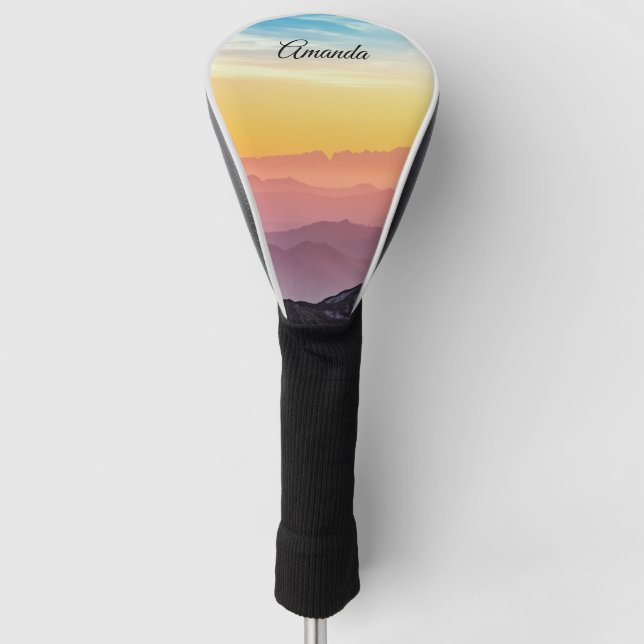 Personalized Golf Driver Cover | Rainbow Sky (Front)