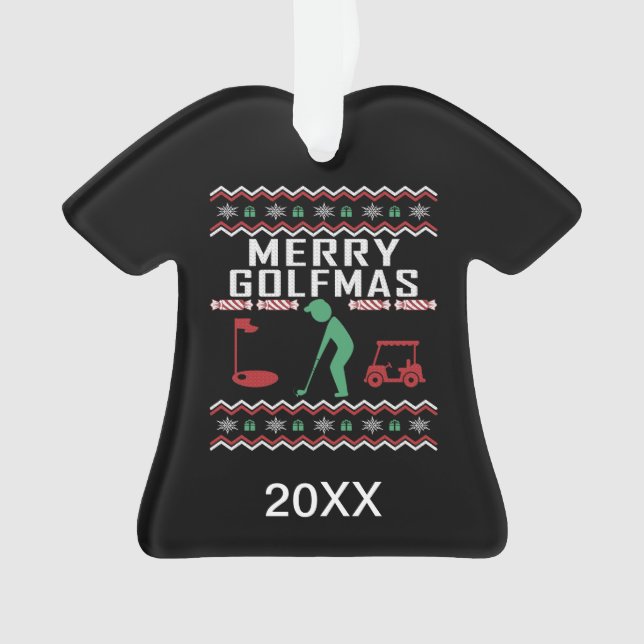 Personalized Golf Golfmas Ugly Christmas Sweater Ornament (Front)
