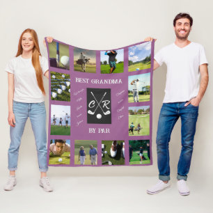 Personalized Golf Grandparent Dad Mom Photo Text Fleece Blanket