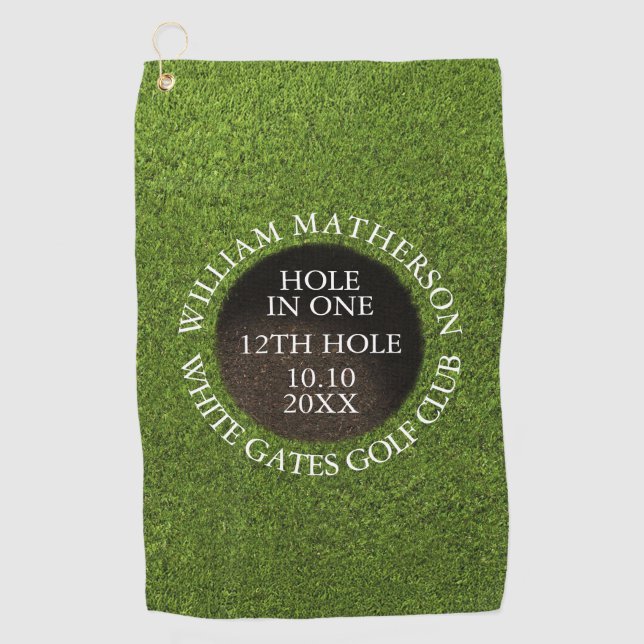 Personalized Golf Hole in One Award Golf Towel (Front)
