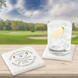 Personalized Golf Hole in One Award Stone Coaster