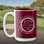 Personalized Golf Hole in One Burgundy Two-Tone Coffee Mug<br><div class="desc">Personalize the name,  location hole number and date to create a great golf keepsake to celebrate that fantastic hole in one. Designed by Thisisnotme©</div>