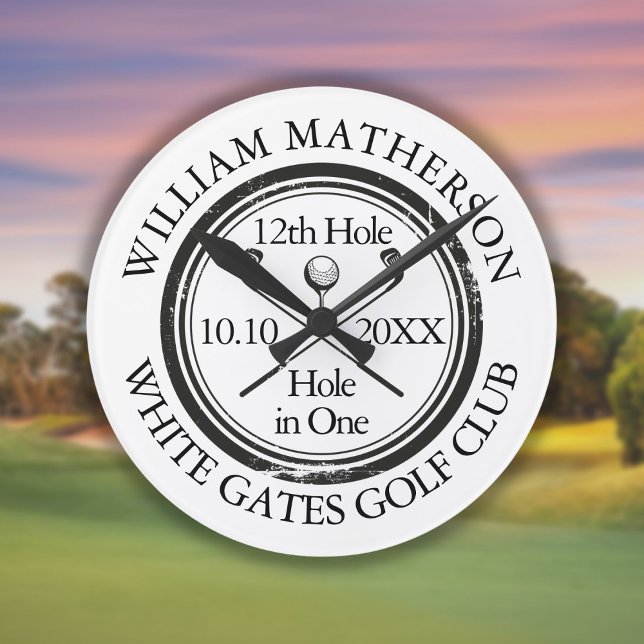 Personalized Golf Hole in One Classic  Round Clock (Personalized Golf Hole in One Classic Round Clock)