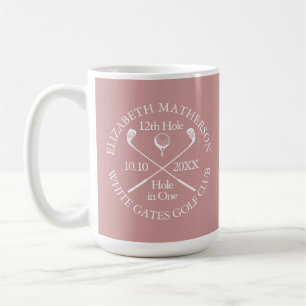 Personalized Golf Hole in One Dusty Rose Pink Coffee Mug