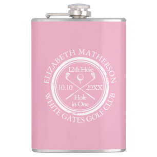Personalized Golf Hole in One Feminine Pink Hip Flask