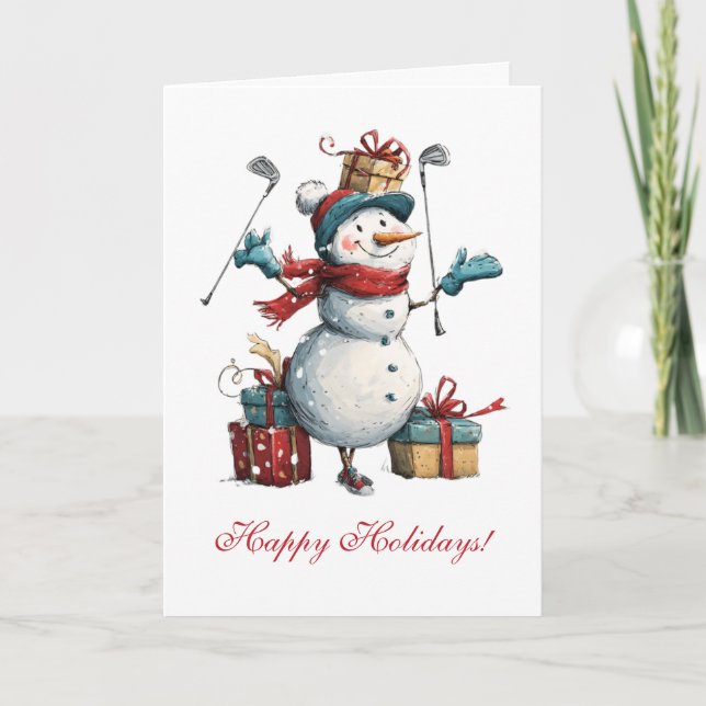 Personalized Golf Lover Christmas Card  (Front)