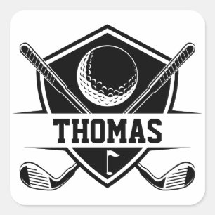 Personalized Golf Lover Square Sticker