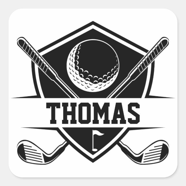 Personalized Golf Lover Square Sticker (Front)