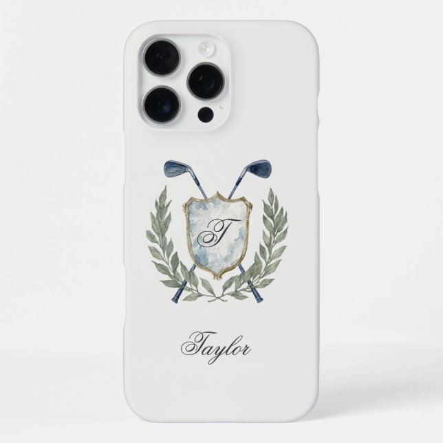 Personalized Golf Monogram Crest Elegant iPhone Case (Back)