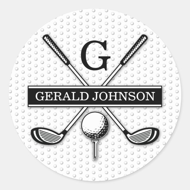 Personalized Golf Monogram Design Classic Round Sticker (Front)