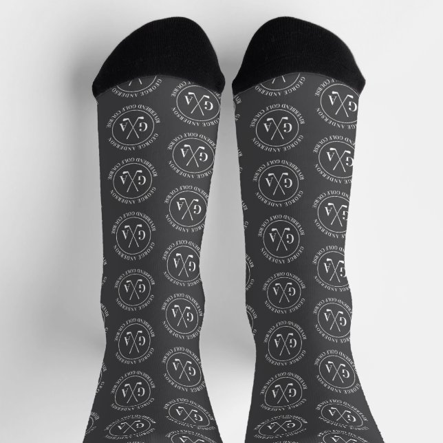 Personalized Golf Monogram Pattern grey Socks (Top)