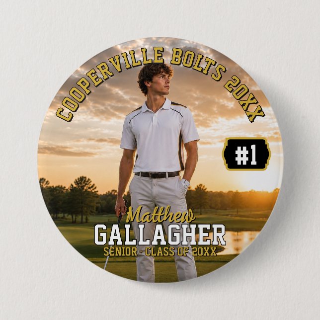 Personalized Golf Photo Button (Front)