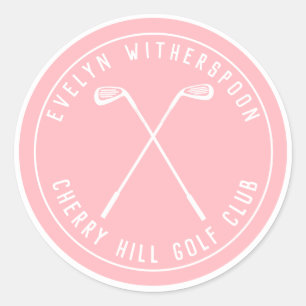 Personalized golf pink Keychain Classic Round Sticker