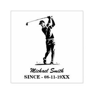 Personalized Golf Player Golfer Golfing            Rubber Stamp