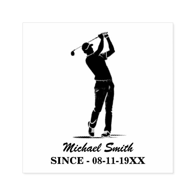 Personalized Golf Player Golfer Golfing            Rubber Stamp (Imprint)