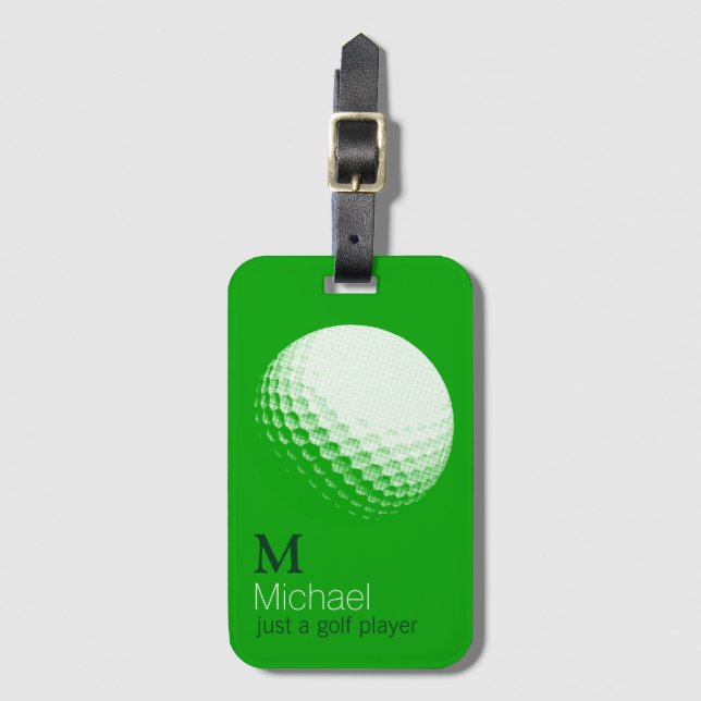 personalized golf player name green luggage tag (Front Vertical)