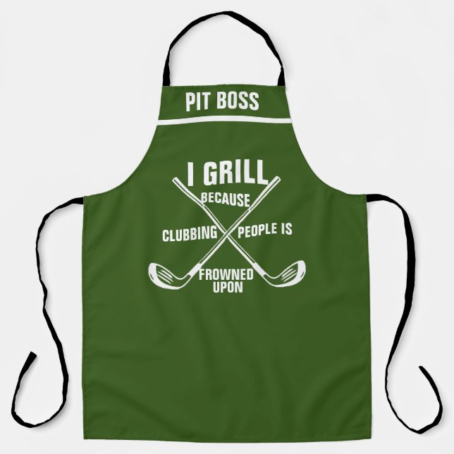 Personalized Golf Pun Aprons, Funny Grill BBQ Chef Apron (Front)