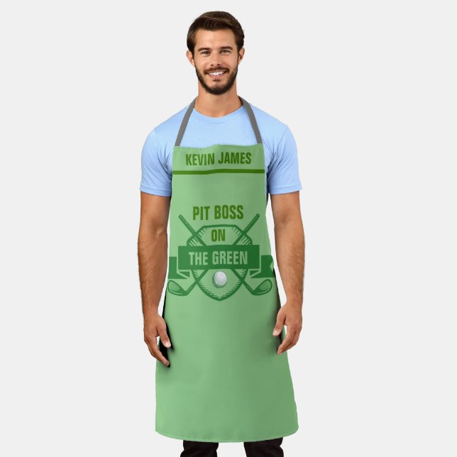 Personalized Golf Pun Grill BBQ Pit Boss Chef Apron (Worn)