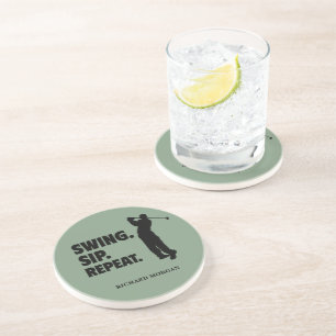 Personalized Golf Swing Sip Repeat Coaster