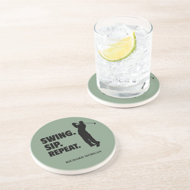 Personalized Golf Swing Sip Repeat Coaster (Side)