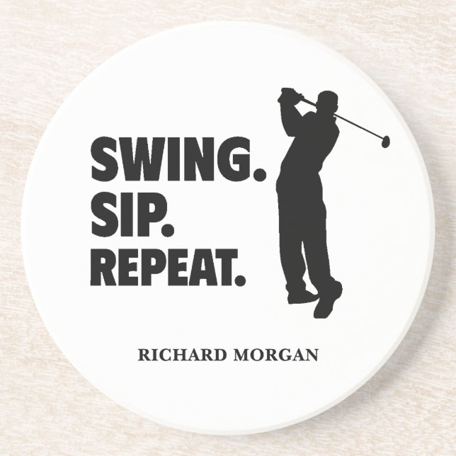 Personalized Golf Swing Sip Repeat Coaster (Front)