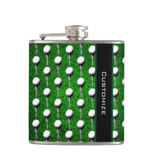 Personalized Golf Tee Grass Green Hip Flask