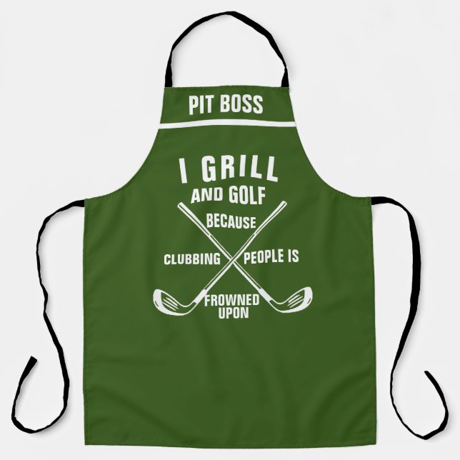 Personalized Golf Theme Apron: Funny Golf Chef Apron (Front)