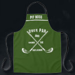 Personalized Golf Theme Apron, Funny Over Par Chef Apron<br><div class="desc">Personalized Golf Pun Aprons - Funny Custom Grill BBQ Chef Apron. "Over par and under the influence" drinking and golf pun print. LOL Funny Dad, Boyfriend apron. Nature, Attitude Apron. Fully customizable apron or create your own and personalize. Ideal for anyone for any occasion including Christmas, Mother's Day, Father's Day...</div>