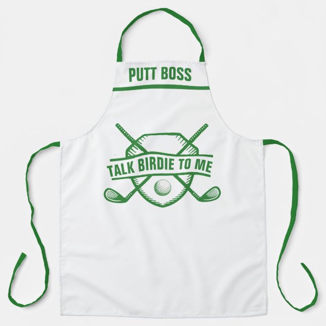 Personalized Golf Theme Apron: Talk Birdie Chef Apron (Front)