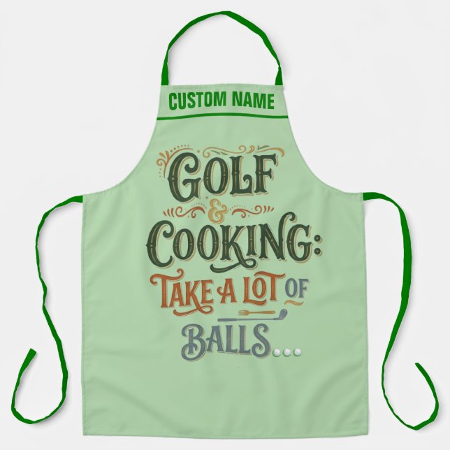 Personalized Golf Themed Apron - Cooking BBQ Gift (Front)
