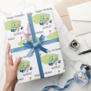 Personalized Golf Themed Name Message Wrapping Pap Paper