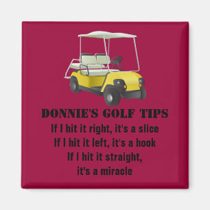 Personalized Golf Tip Golfer Cart red Magnet