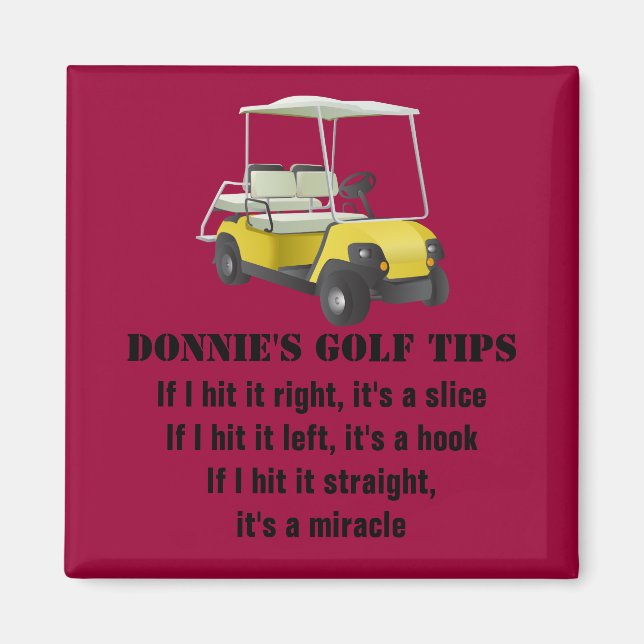 Personalized Golf Tip Golfer Cart red Magnet (Front)
