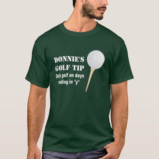 Personalized Golf Tip Golfer Green T-Shirt (Front)
