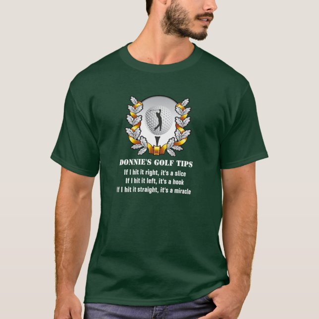 Personalized Golf Tip Golfer Green T-Shirt (Front)