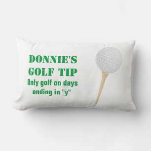 Personalized Golf Tip Golfer White T-Shirt Lumbar Pillow