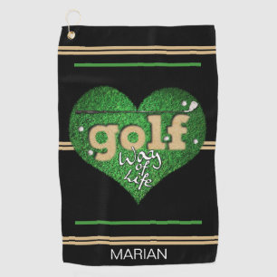 Personalized GOLF Way of Life Black/Green/Mustard Golf Towel