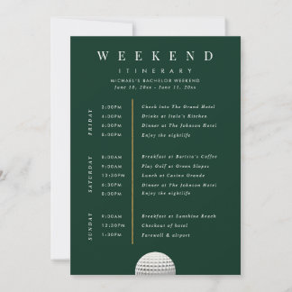 Personalized Golf Weekend Itinerary Card